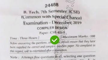 2019 Mdu BTech  CS & IT 7th Sem Compiler Design Question Paper