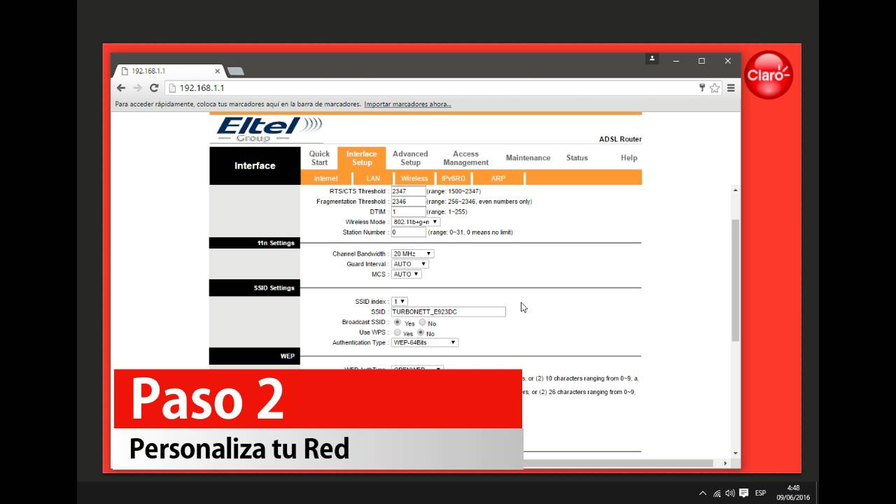 Soporte Claro ¿Cómo configurar ru red inalámbrica con el Modem Eltel