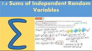 7.4 Sums of Independent Random Variables (FS1 - Chapter 7: PGF's)