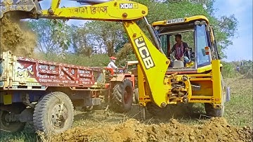 New Jcb 3dx Backhoe Loader Machine Loading Red Mud In Mahindra 275 DI Tractor | Tractor Video | Jcb