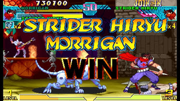 Marvel vs Capcom 1 ( Arcade ) - Strider Hiryu / Morrigan Playthrough ( Mar 7, 2017 )