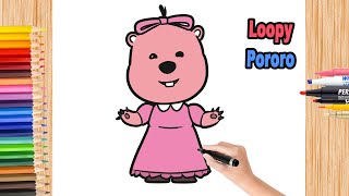 Cara Menggambar Loopy Pororo  How To Draw Loopy Pororo The Little Penguin  Paintingku