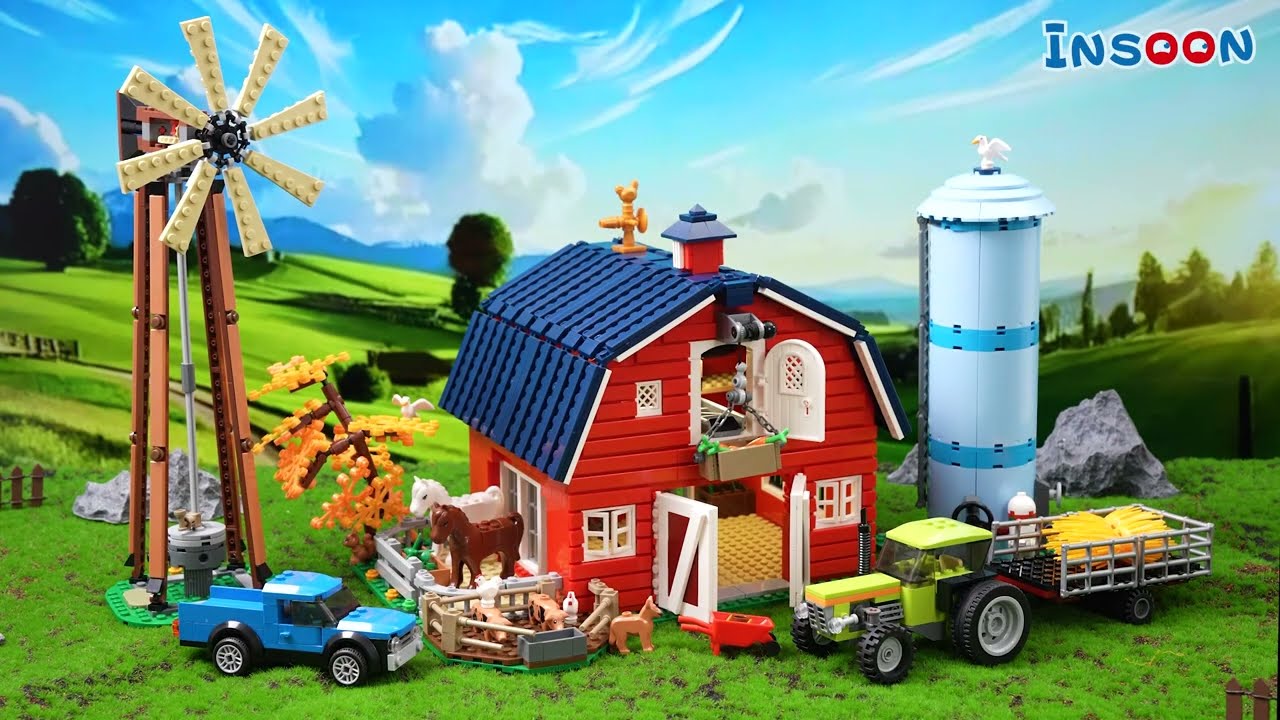 IS-HG1025 Farm Barn Building Set with LED（Farm-Scheunen-Bauset mit LED-Beleuchtung）