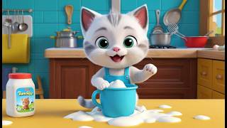 The Kitten Who Spilled All the Milk Pots | Funny Farm Cleanup Kids Nursery Rhyme Animation 🐱🥛🧼