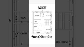 26'x30' floor plan (780 sqft) #homeplan #home #housedesign #shorts