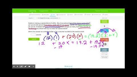A1.O5 - IXL - Weighted averages: word problems (Algebra 1 practice)