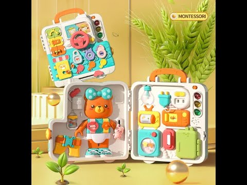 Дитячий бізіборд чемодан Розвивальна панель монтессорі іграшка для малюка вірші пісні замки світло звук укр мова, відео 1