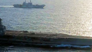 SUPERCARRIER USS Gerald R. Ford And ITALIAN Aircraft Carrier ITS Cavour Steam SIDE BY SIDE!