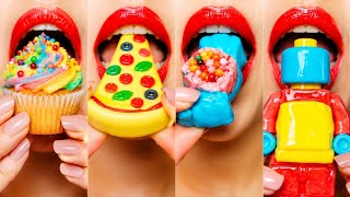 ASMR Satisfying Eating Emoji Eating Challenge🥞🍬🧜🧁🧽 | Soft Food Compilation | Kashi asmr screenshot 2