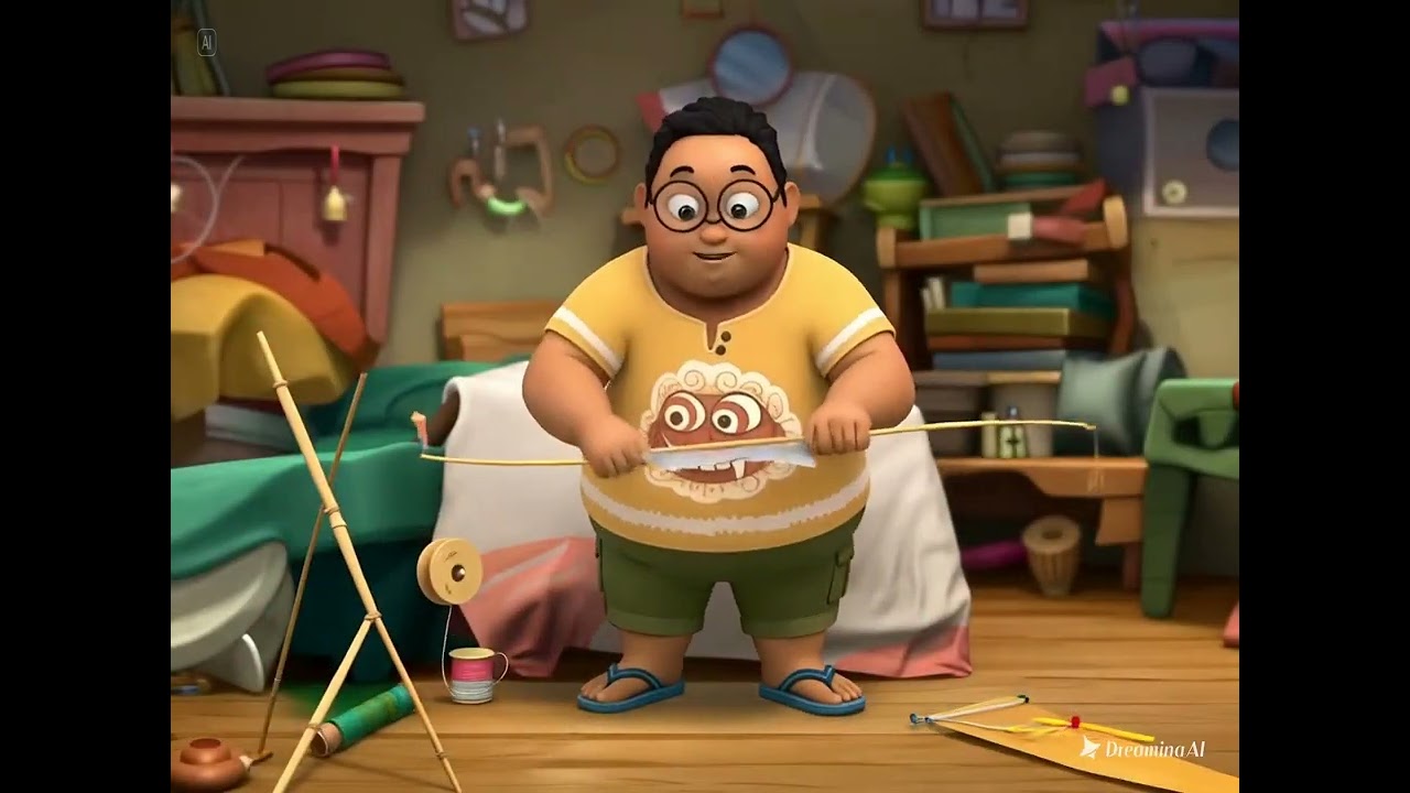 Denis lagi bikin layangan 