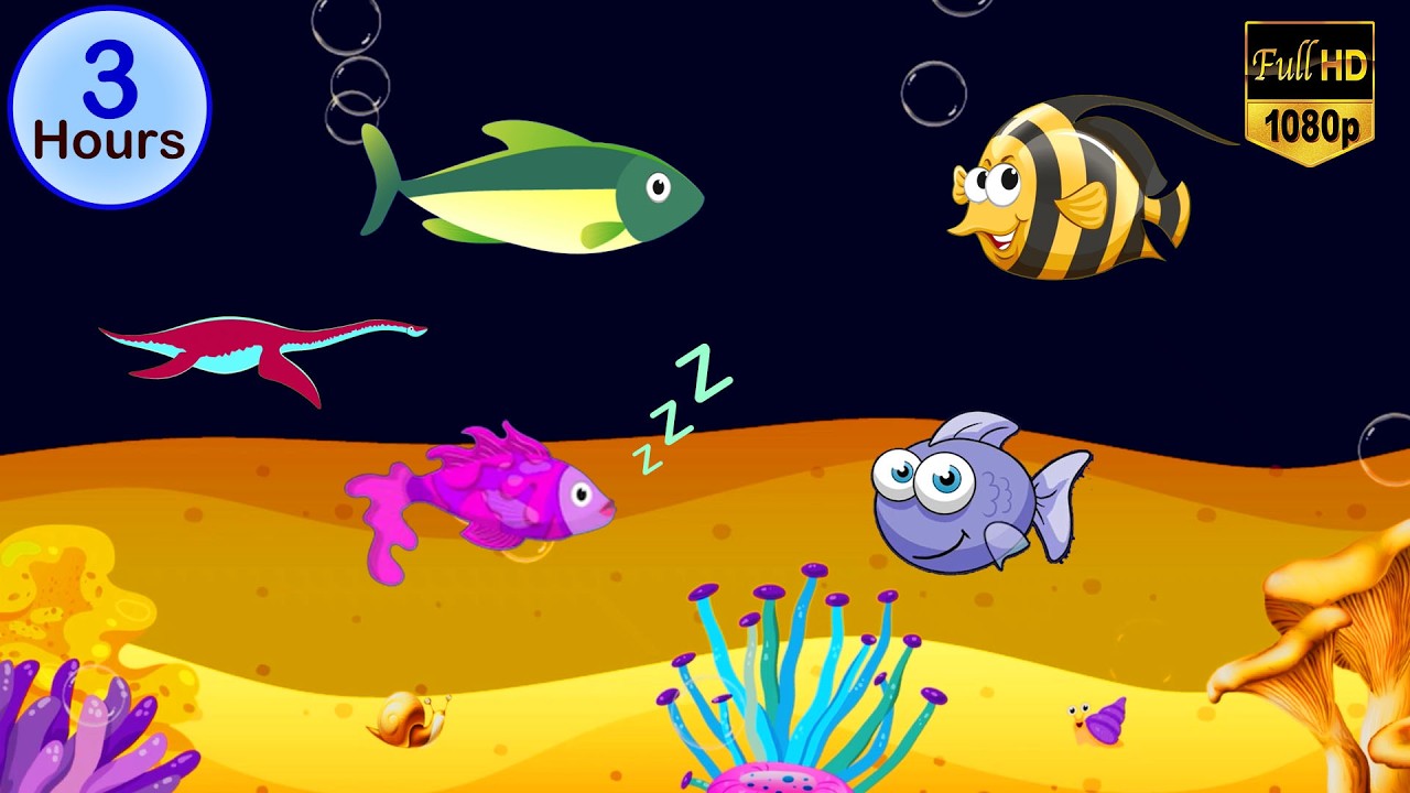 3 Hours Lullaby Baby Fish and Calming Undersea Animation  Baby sleep music MB Babies Relaxing Music