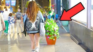 SHE DID NOT KNOW ABOUT BUSHMAN PRANK !!! Scaring People