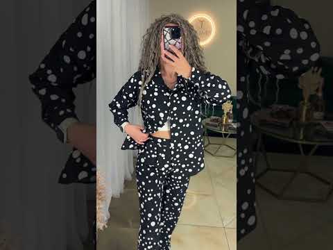 Прогулянковий літній жіночий костюм "Горошок" - сорочка та штани (Розміри S,M,L), Чорний, видео 1