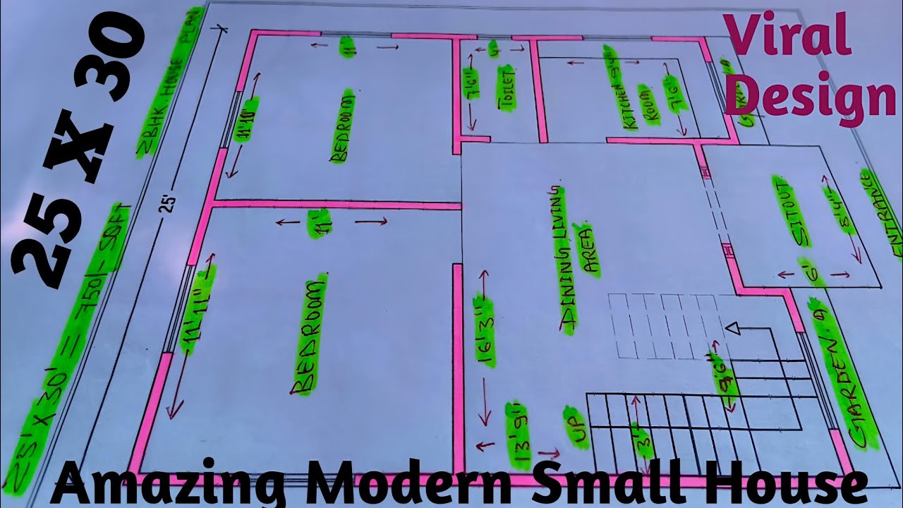 25' X 30' Modern Small House Design || Low Budget House Plan || 2 BHK Ghar Ka Naksha || 25*30 || 