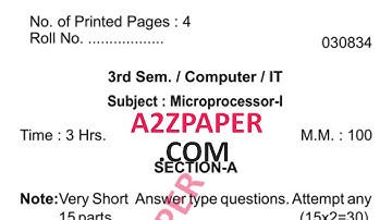 HSBTE Diploma 3rd Sem Microprocessor Question Paper