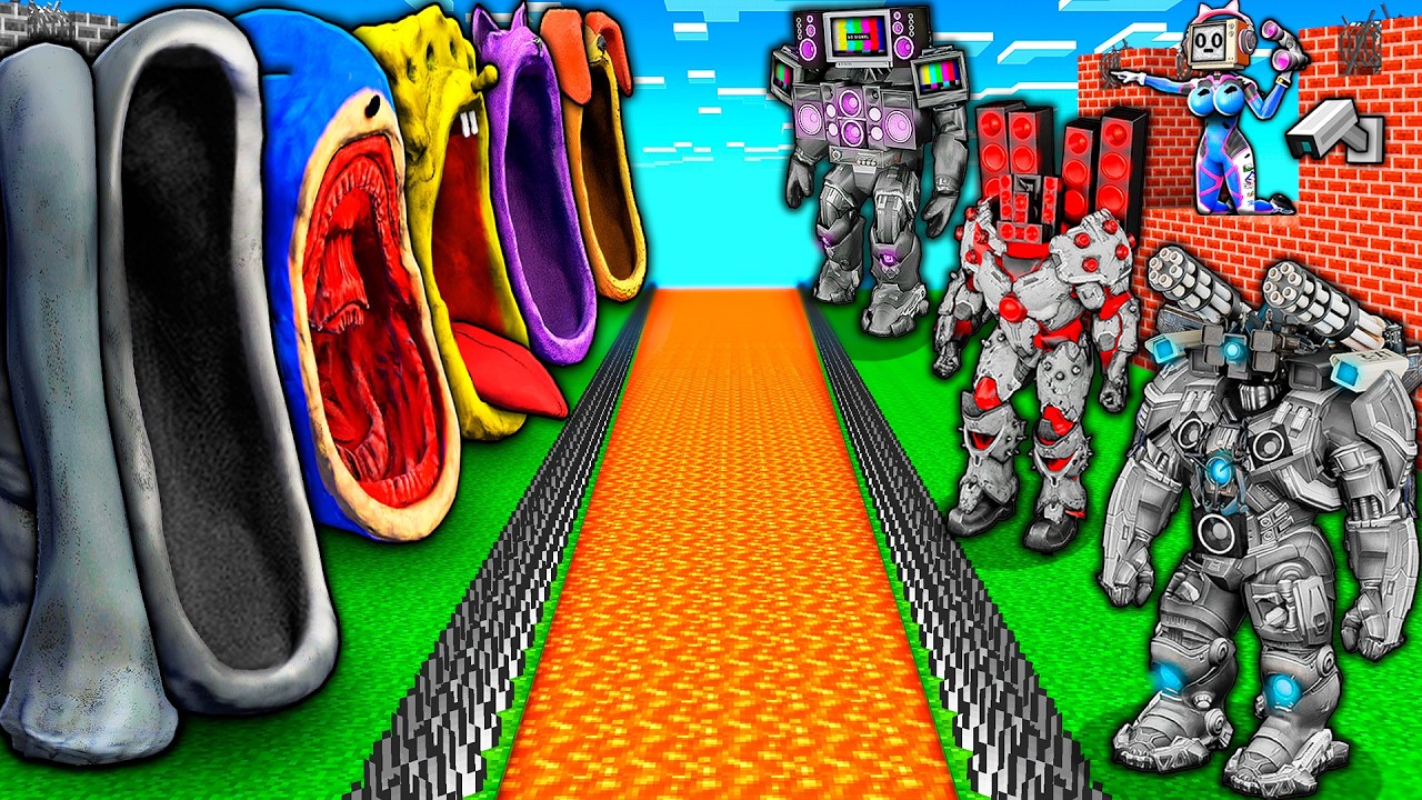 SURVIVAL BASE of SEA EATER MONSTERS vs UPGRADED SPEAKER TITAN BOSS & TV WOMAN in MINECRAFT animation