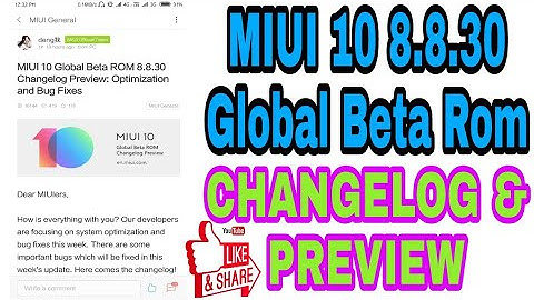 Miui 10 Global Beta 8.8.30 Changelog & Preview