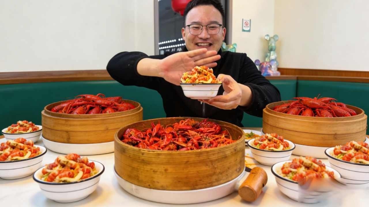 第一顿龙虾开吃了，3斤只要100块，香辣入味太香了【吃货小金】