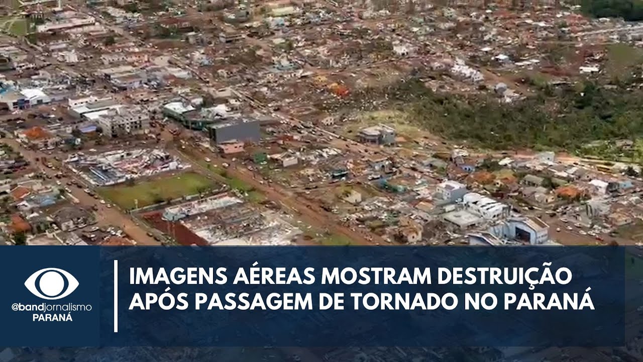 Imagens aéreas : Rio Bonito do Iguaçu fica destruída após passagem de tornado