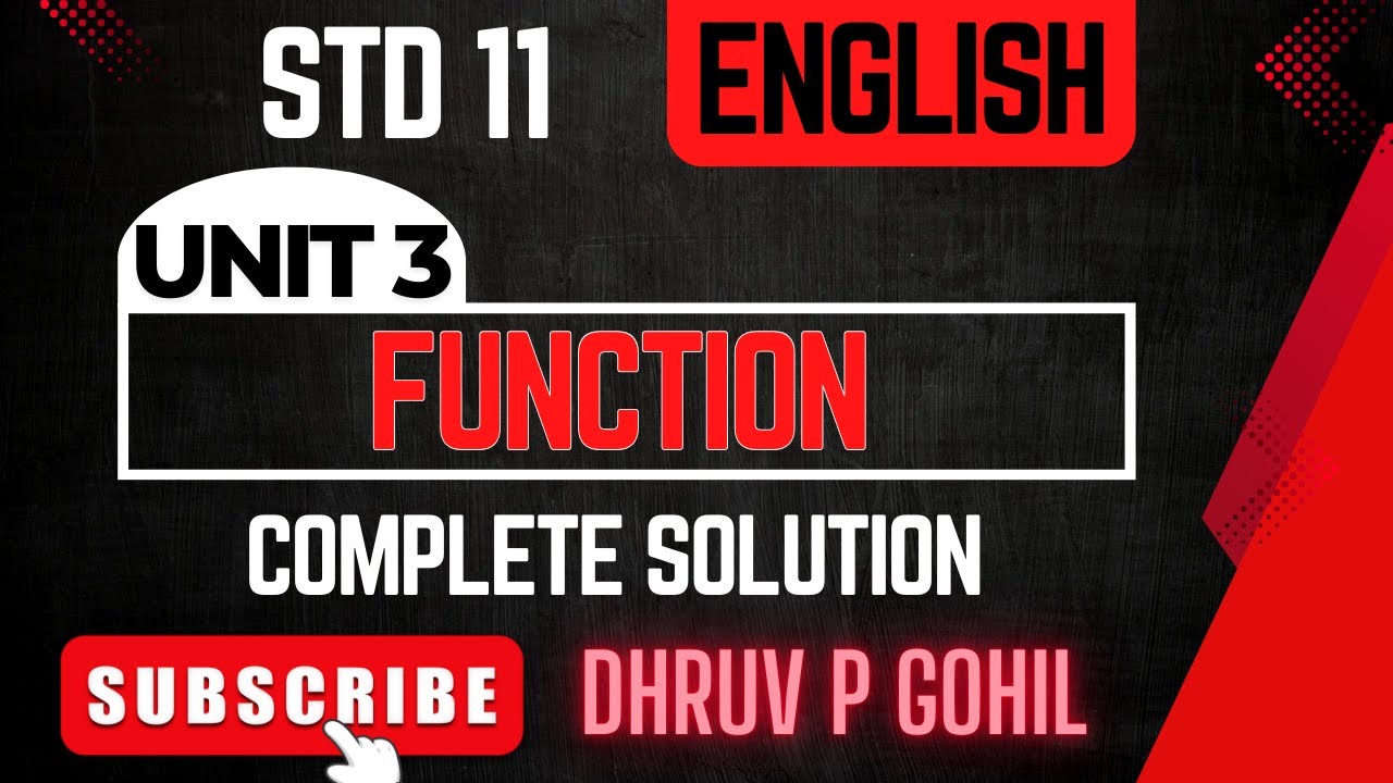 Std 11 | English | Unit 3 |  Function | F1 to F6 | complete solution  | Dhruv P Gohil