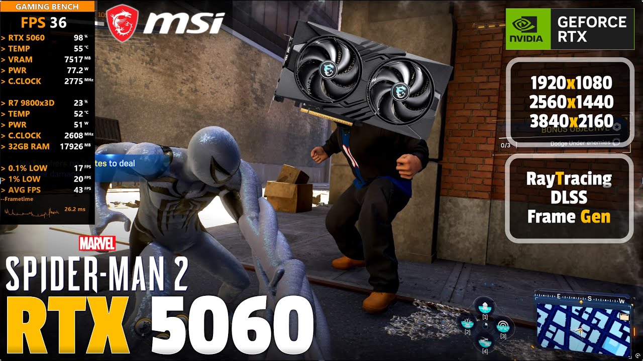 Marvel Spider Man 2 | RTX 5060 | 1080p, 1440p, 4k | DLSS, FG, RT Default