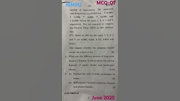 IGNOU June 2025 MCO-07 Financial Management question paper #ignou #mcom #questionpaper