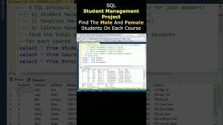 sql project scenario query find the total student male and female on each course #sqlinterview