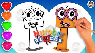 How To Draw Numberblock 2️⃣ Coloring🌈 - Learn to draw Sprunkiblock 2️⃣ Coloring for kids screenshot 5
