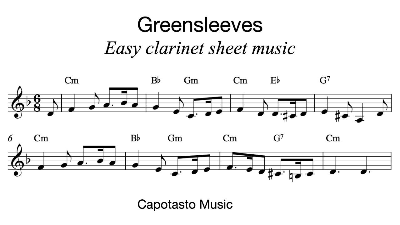 Clarinet Songs For Beginners - Greensleeves (Free PDF!)