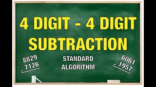 4 Digit - 4 Digit Subtraction with Regrouping using Standard Algorithm
