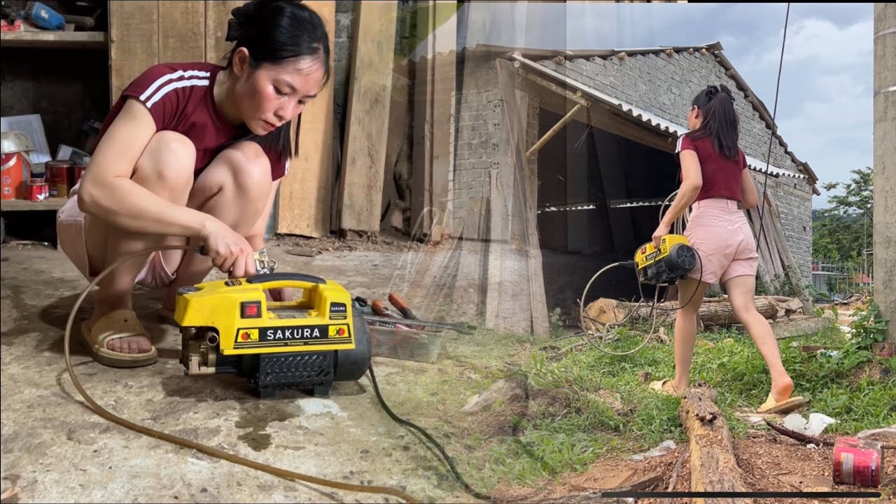 Pressure washer suddenly died – Watch how she handled it! ✅