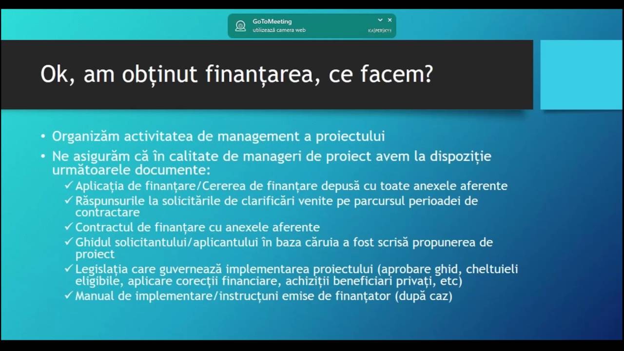 Managementul unui proiect cu finanțare nerambursabilă