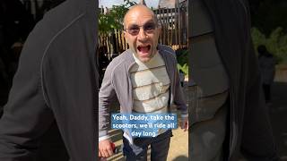 The 1st rule of scooter driving - use your daddy #scooter #fathersday #familyfun #zoo