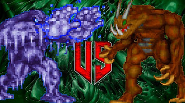 Wendigo vs Weredragon - HEXEN vs HERETIC Monster Infighting - DOOM: RETRO BATTLES