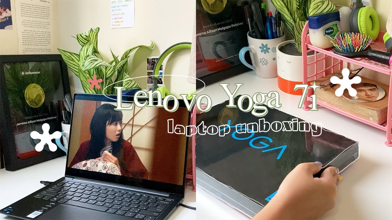 aesthetic 14" lenovo yoga slim 7i unboxing💻 accessories + setup