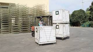 Efficient Warehouse Storage: Folding & Stacking Pallet Cage Demo | E-deck
