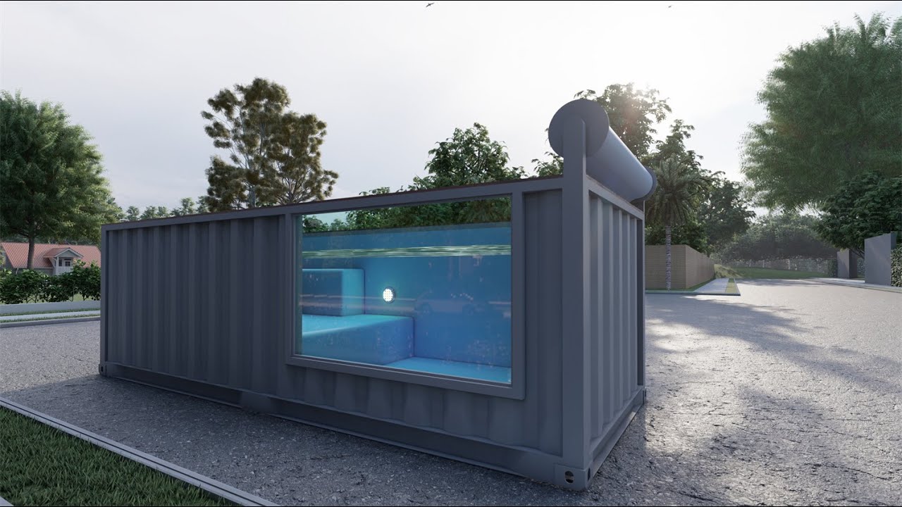 20FT customized swimming pool container with glass - YouTube