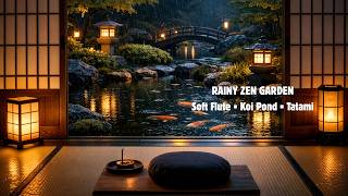 Midnight Zen: Rain, Flute, and Koi Fish | 4K Peaceful Meditation Journey screenshot 5