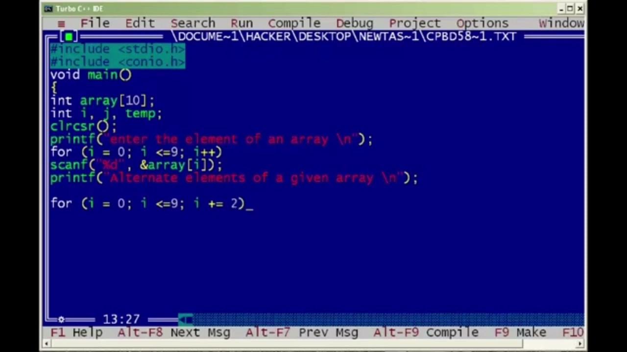 C Program to Print the Alternate Elements in an Array - YouTube