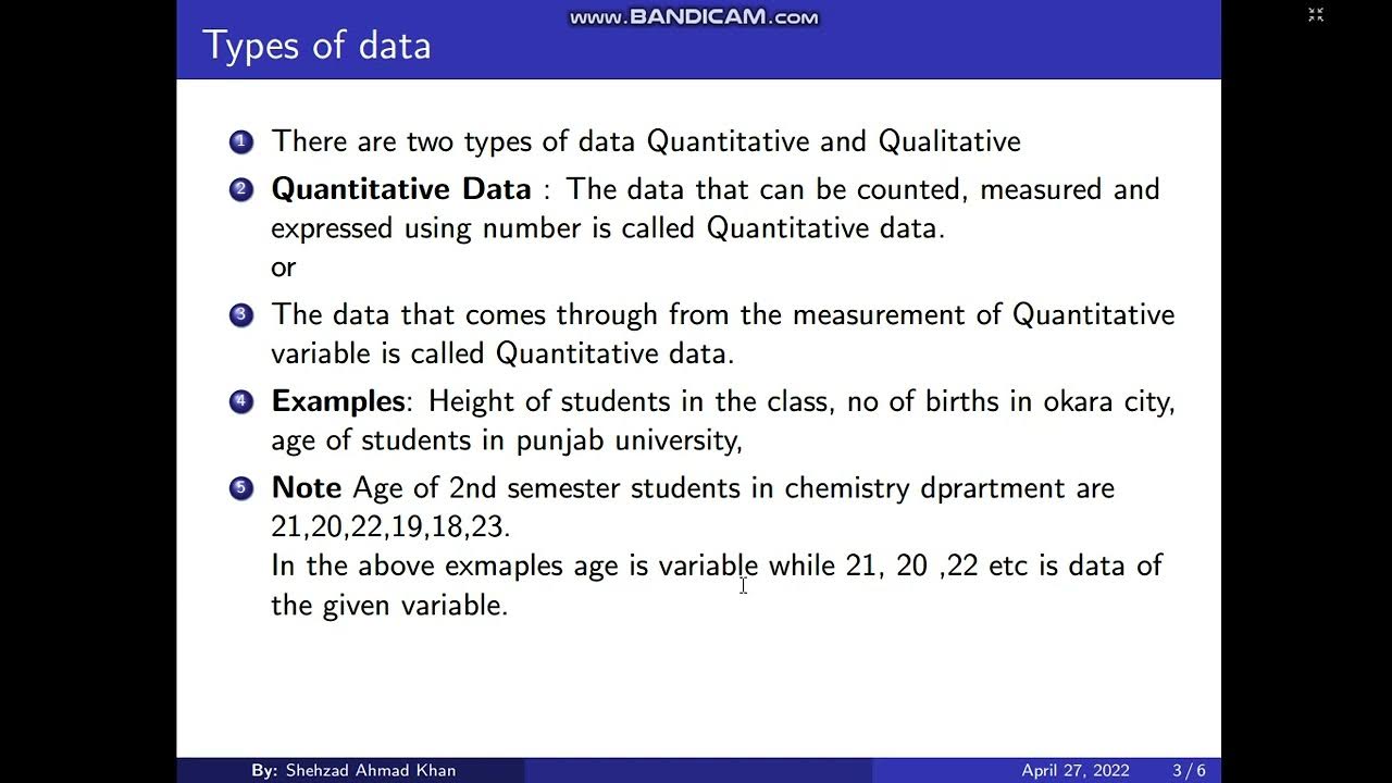 Types of data YouTube