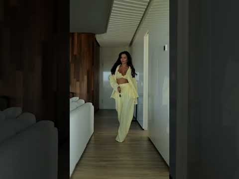 100% передоплата, Костюм - трійка жіночий брючний літній мусліновий оверсайз, топ сорочка штани, Жовтий, S, видео 1