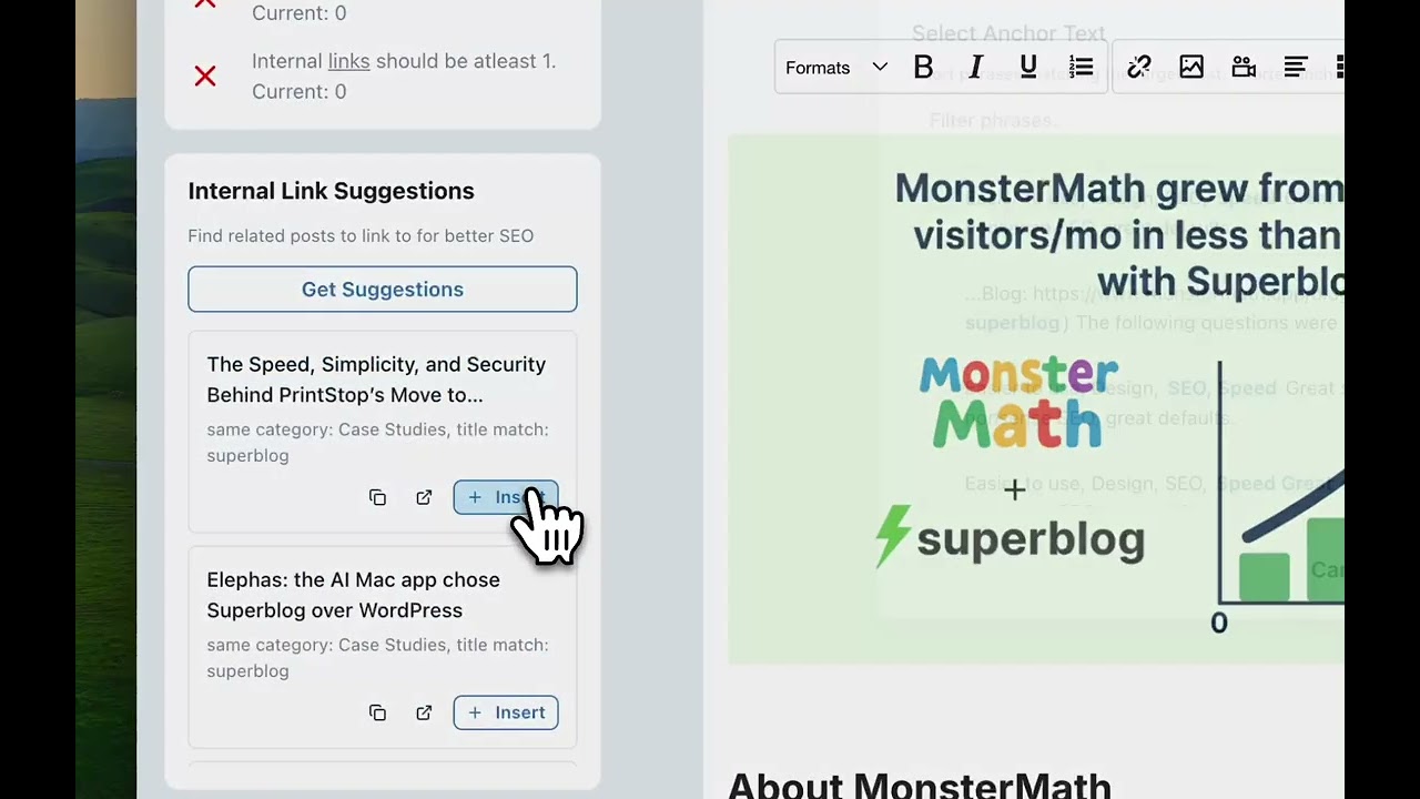 Superblog Internal Links Suggester