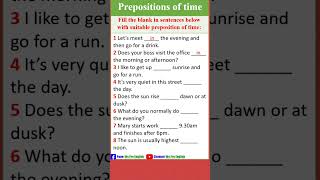 Es8 Prepositions of time test in sentences / Test your knowledge step by step