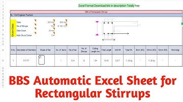 BBS Automatic Excel Sheet For Rectangle Stirrups | Calculate Cutting Length Within 2 Second