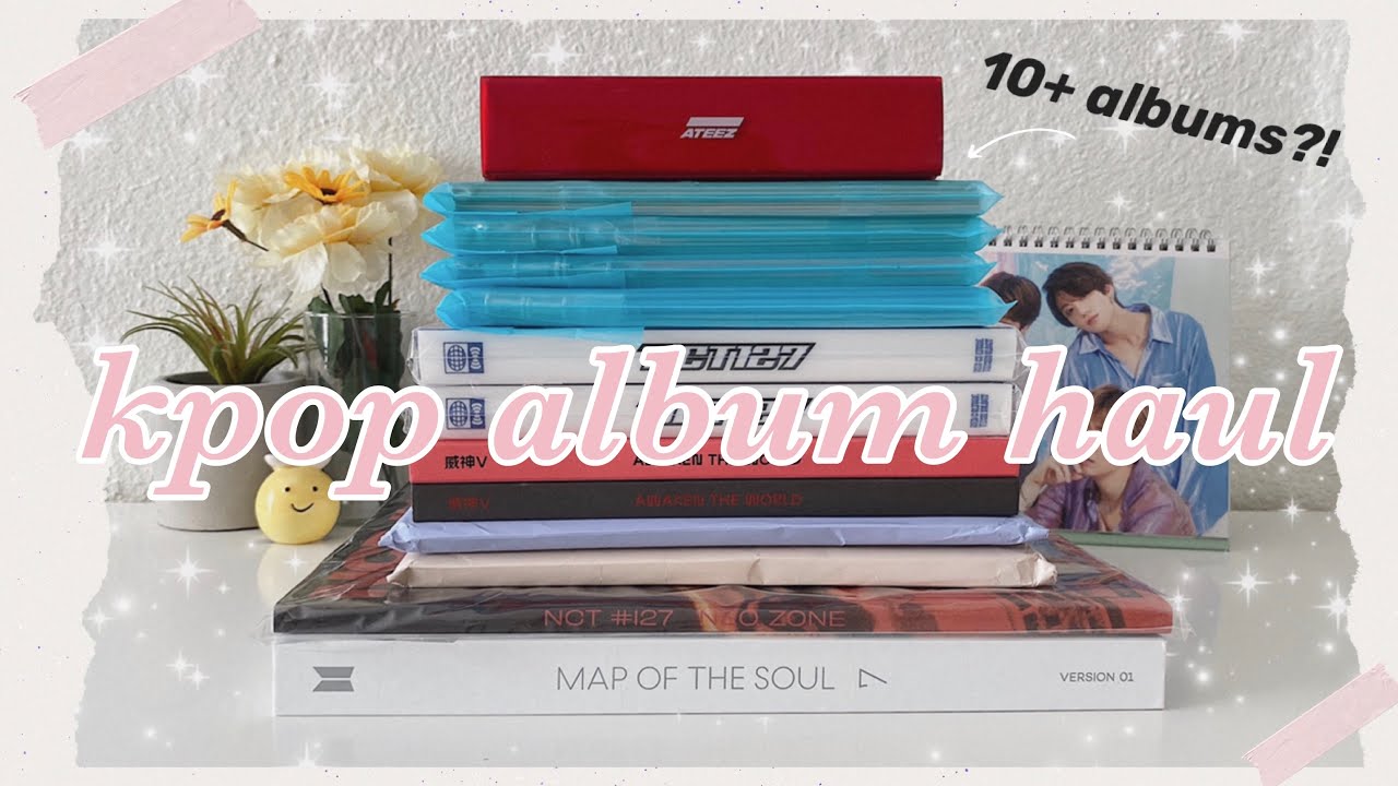 kpop album haul! (10+ albums) || bts, seventeen, nct, ateez, wayv