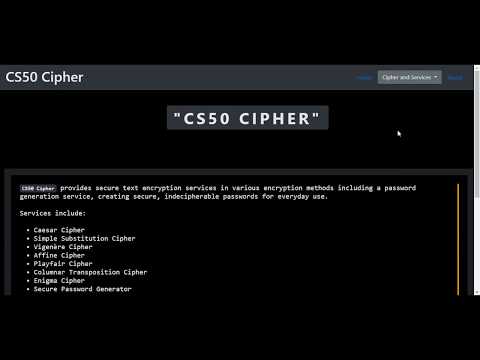 CS50 Cipher. CS50x 2020 Final Project