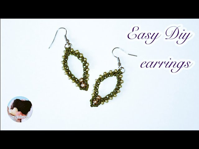 簡単！DIY】マクラメ編みイヤリング/ピアスの作り方〜macrame tutorial