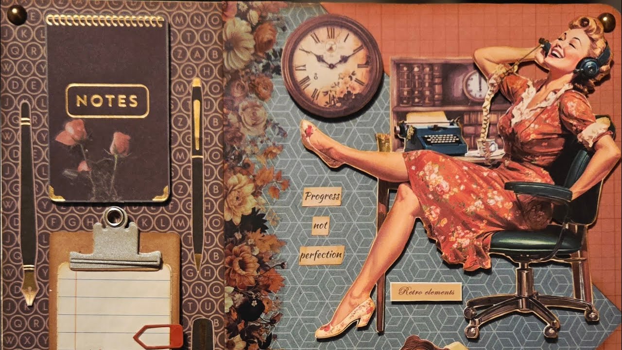 No. 53 - Retro Office (Full-length version) ##asmr #artjournal #scrapbooking #papercraft 
