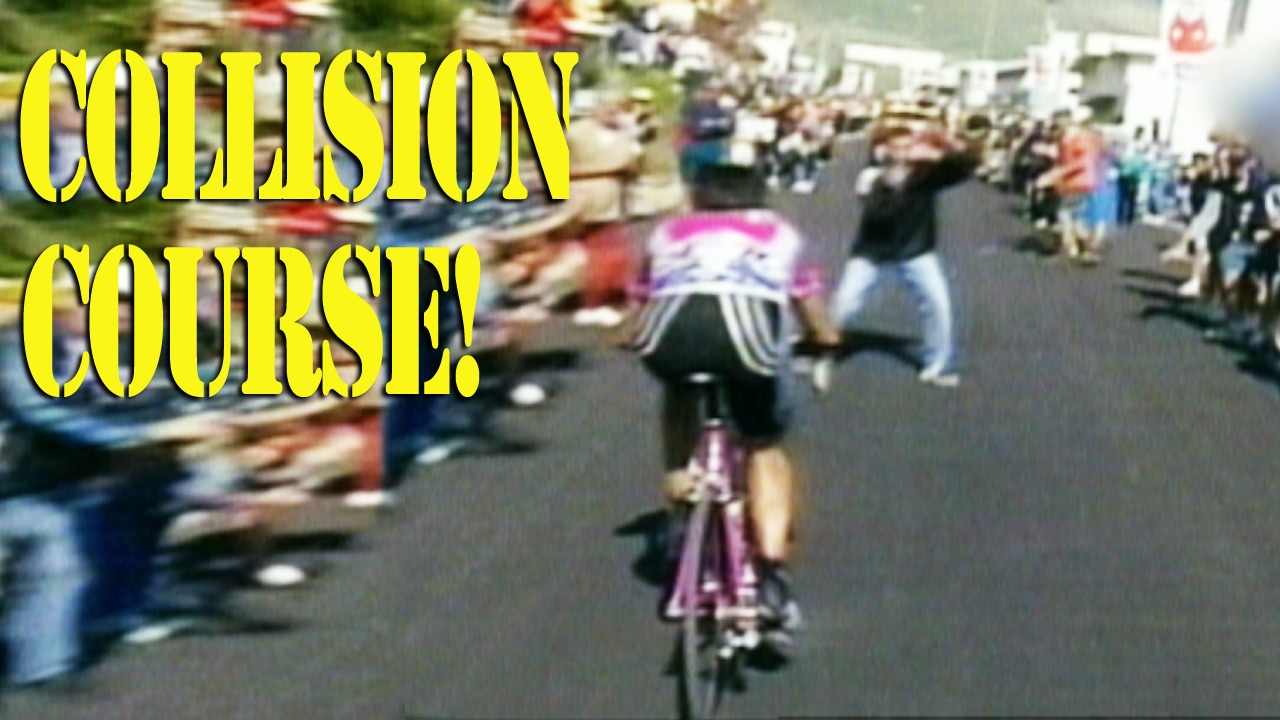 CYCLIST FLASHES WINNING SMILE -- AND TRIGGERS PILEUP CRASH!