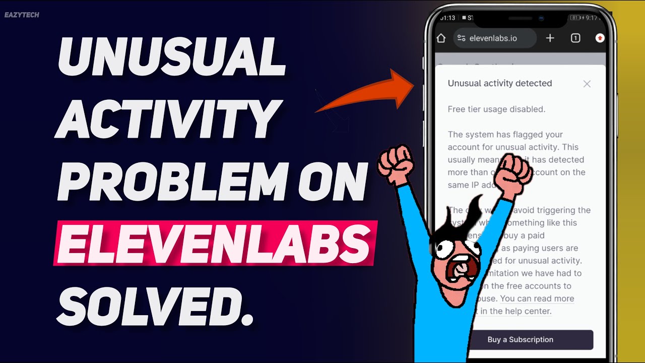 How to fix unusual activity on elevenlabs use elevenlabs for free